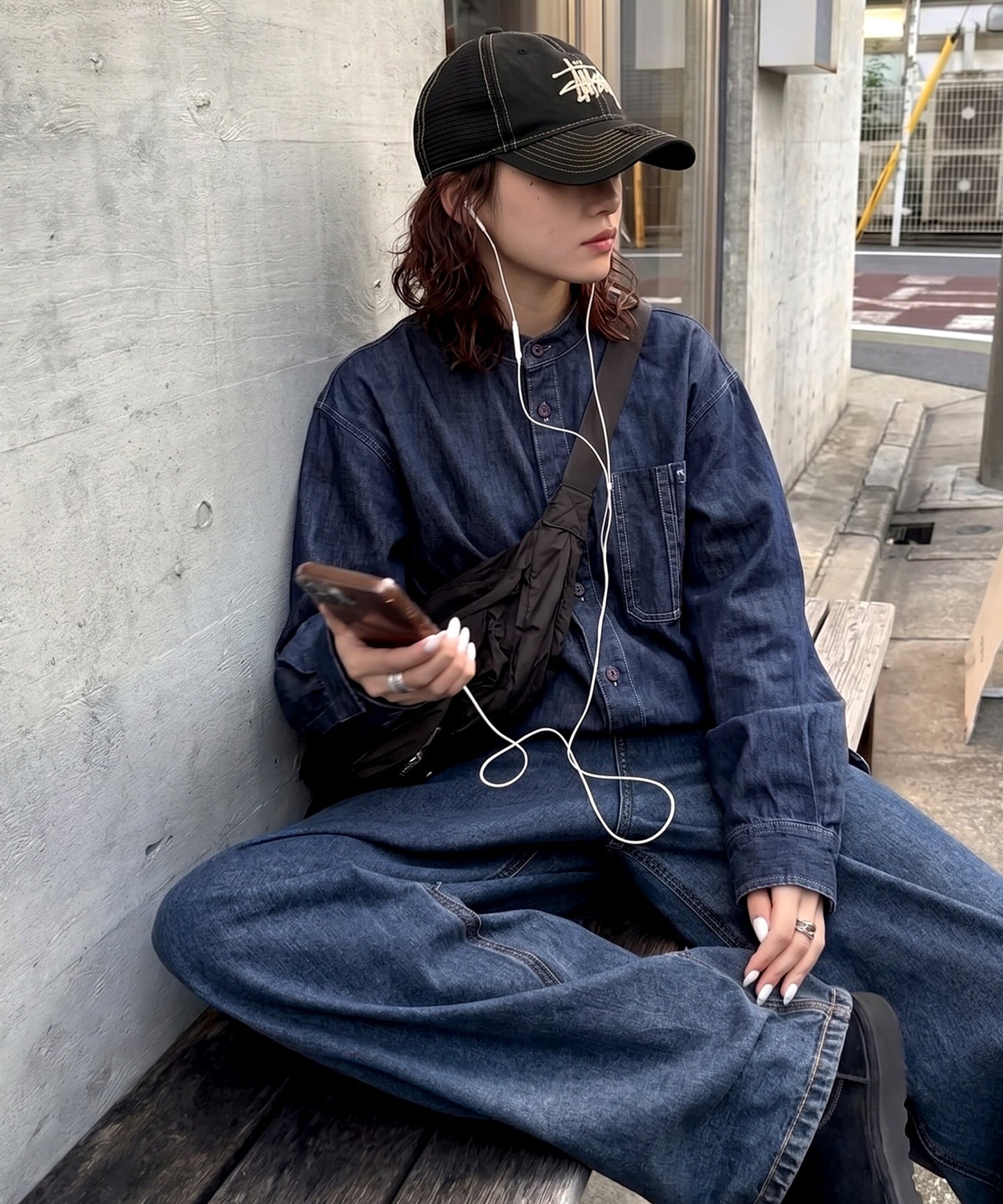 ATELIER WORKS Denim Shirt With Chest Pocket, Pen Holder, And Contrasting Stitching Ladies