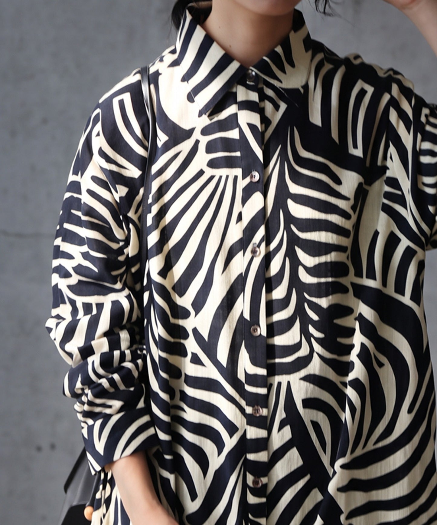 NUUUII Leaf Pattern 100% Cotton Shirt Dress Ladies