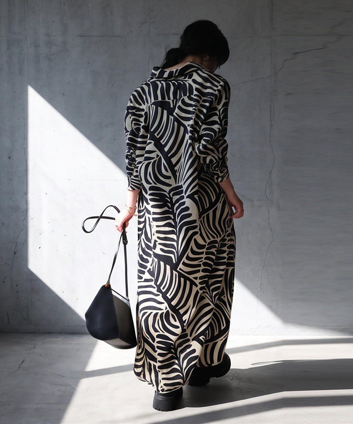 NUUUII Leaf Pattern 100% Cotton Shirt Dress Ladies