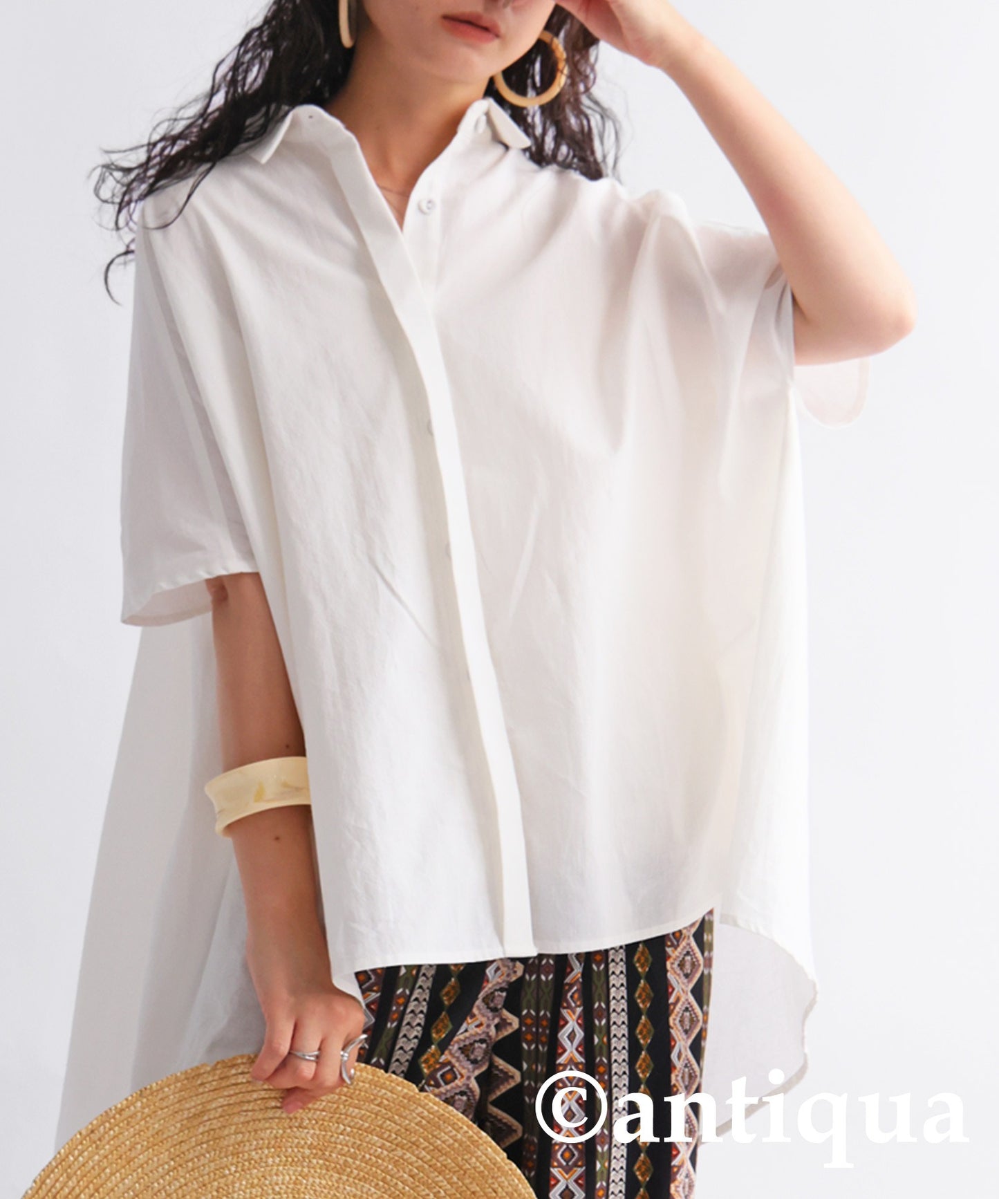 Cotton drape shirt women's tops