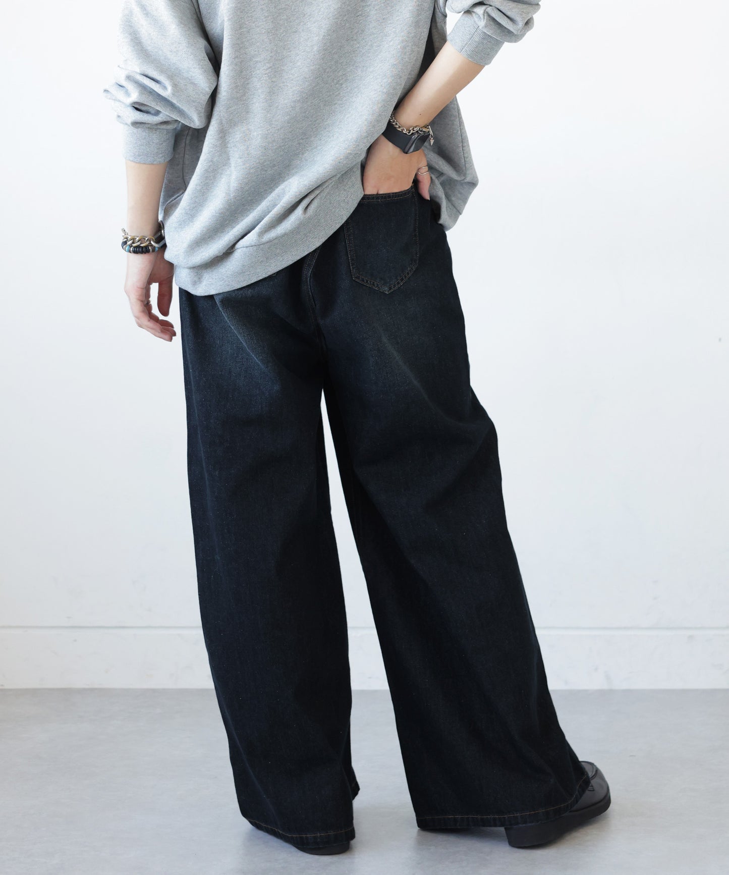 Wide denim pants Men's