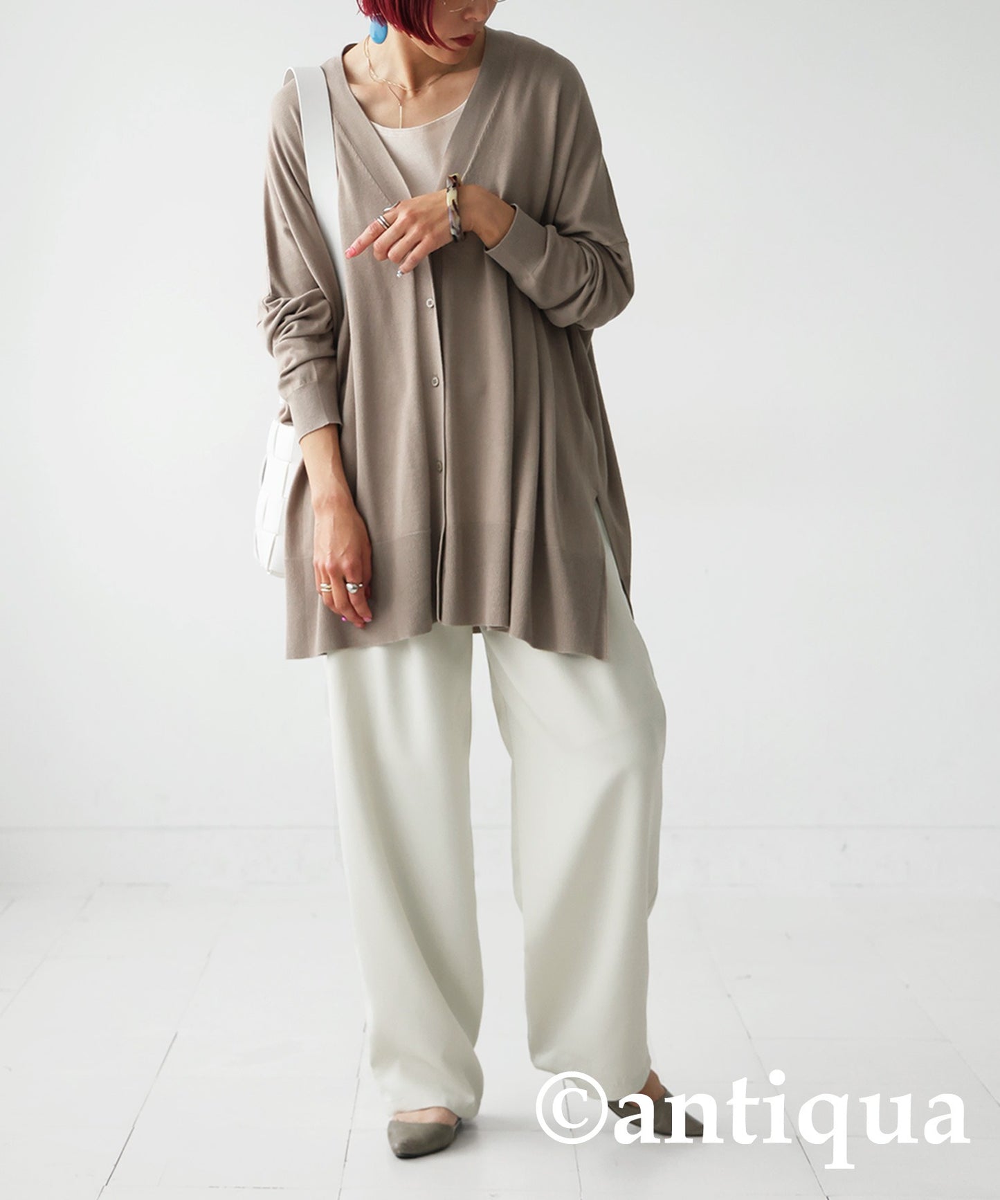 Function Material Wide Cardigan Ladies Tops