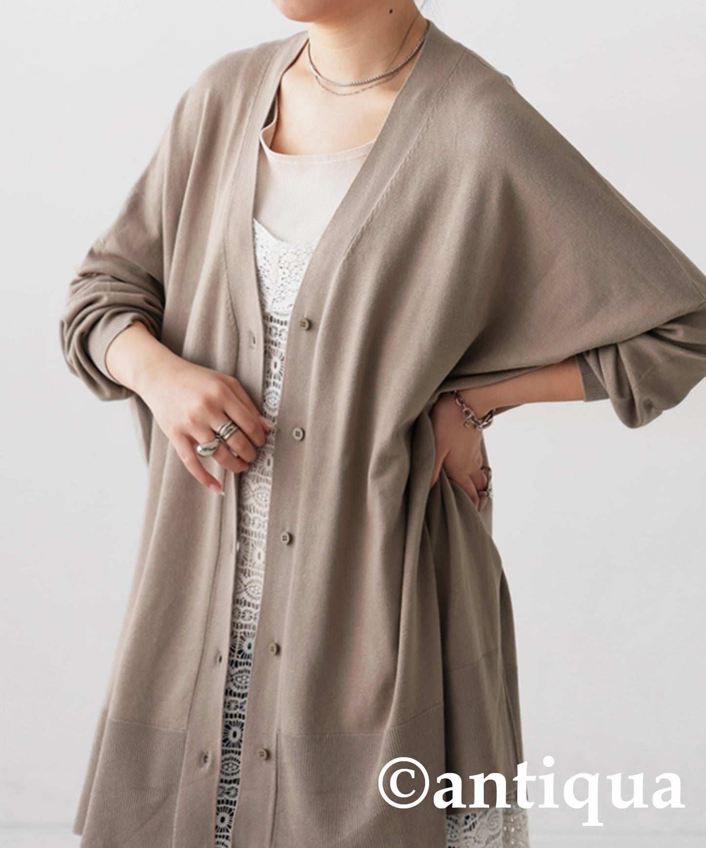 Function Material Wide Cardigan Ladies Tops