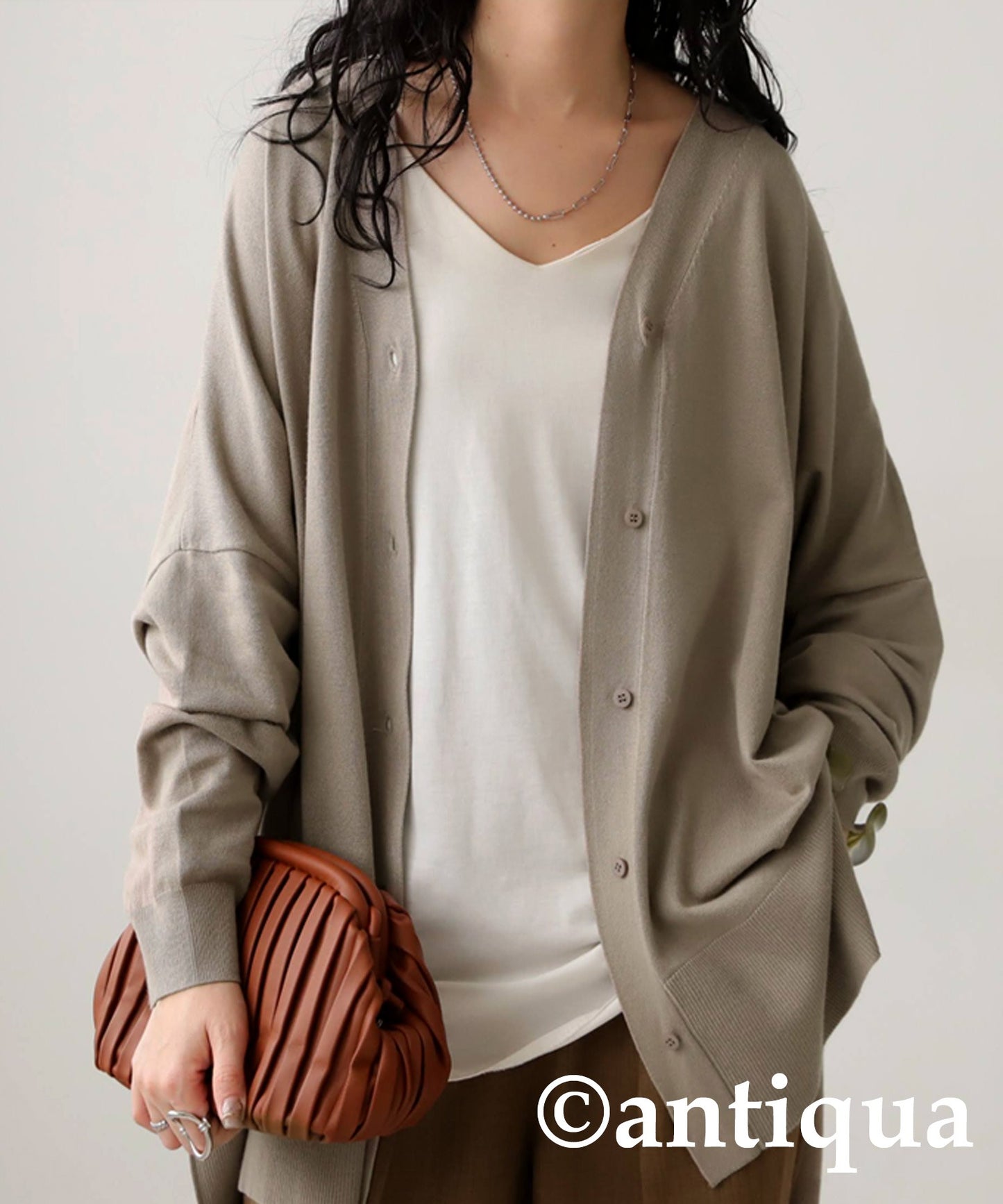 Function Material Wide Cardigan Ladies Tops