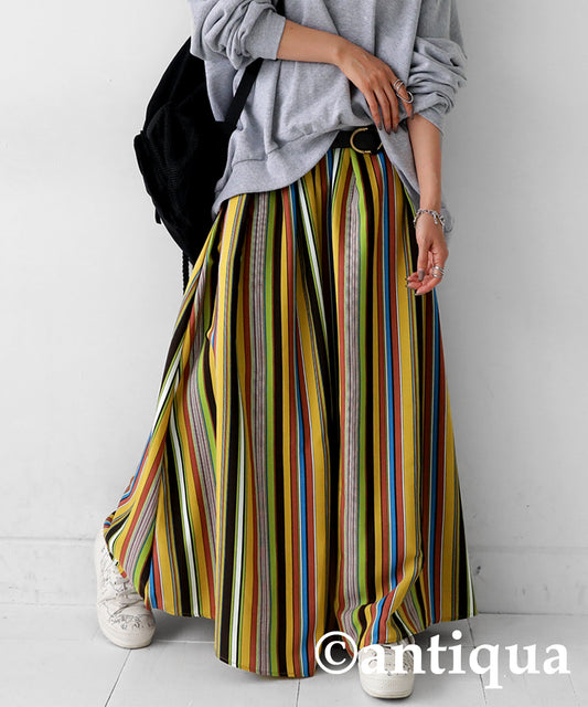 Multi-striped flare skirt Ladies
