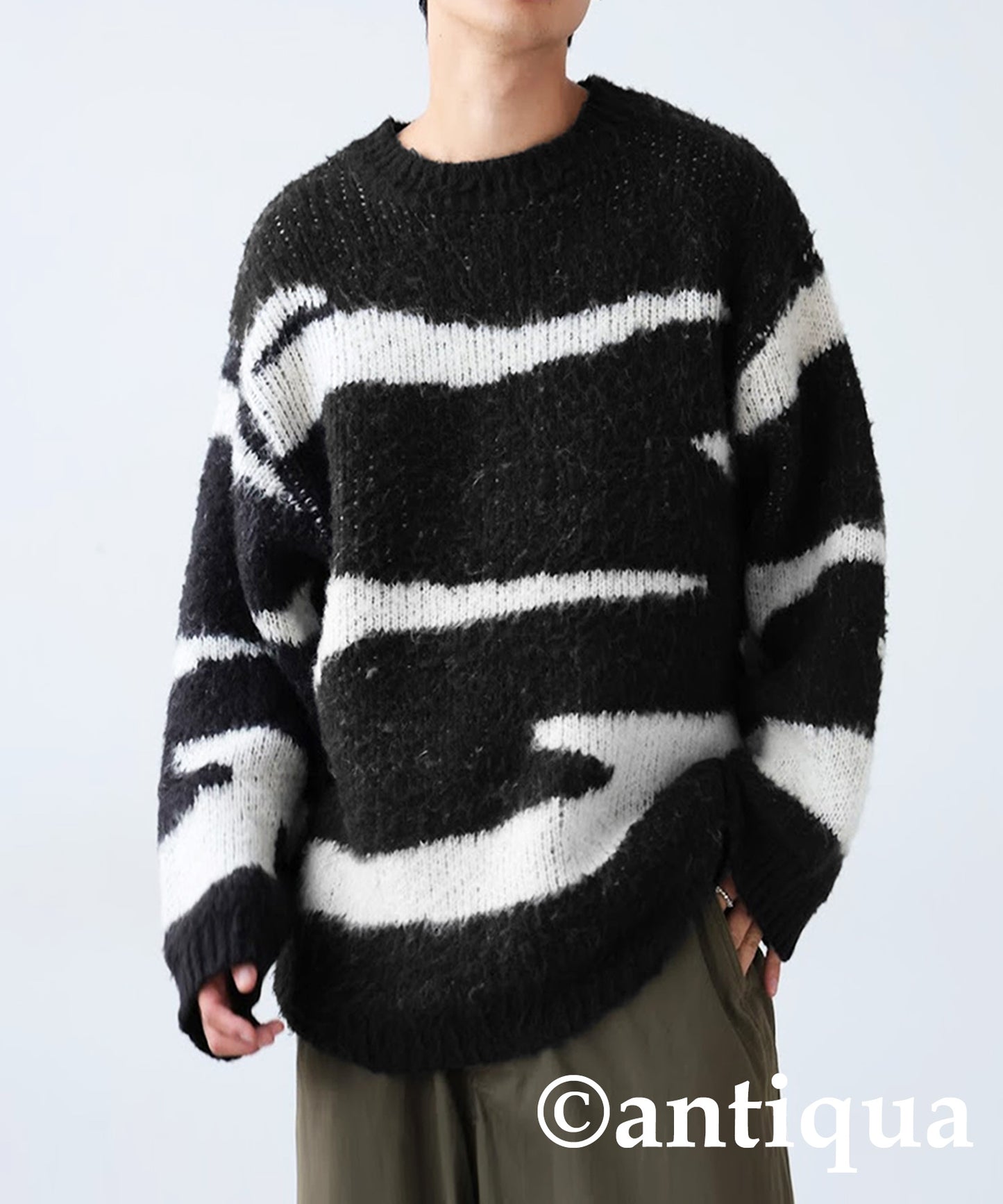 Zebra pattern Knit tops Men's