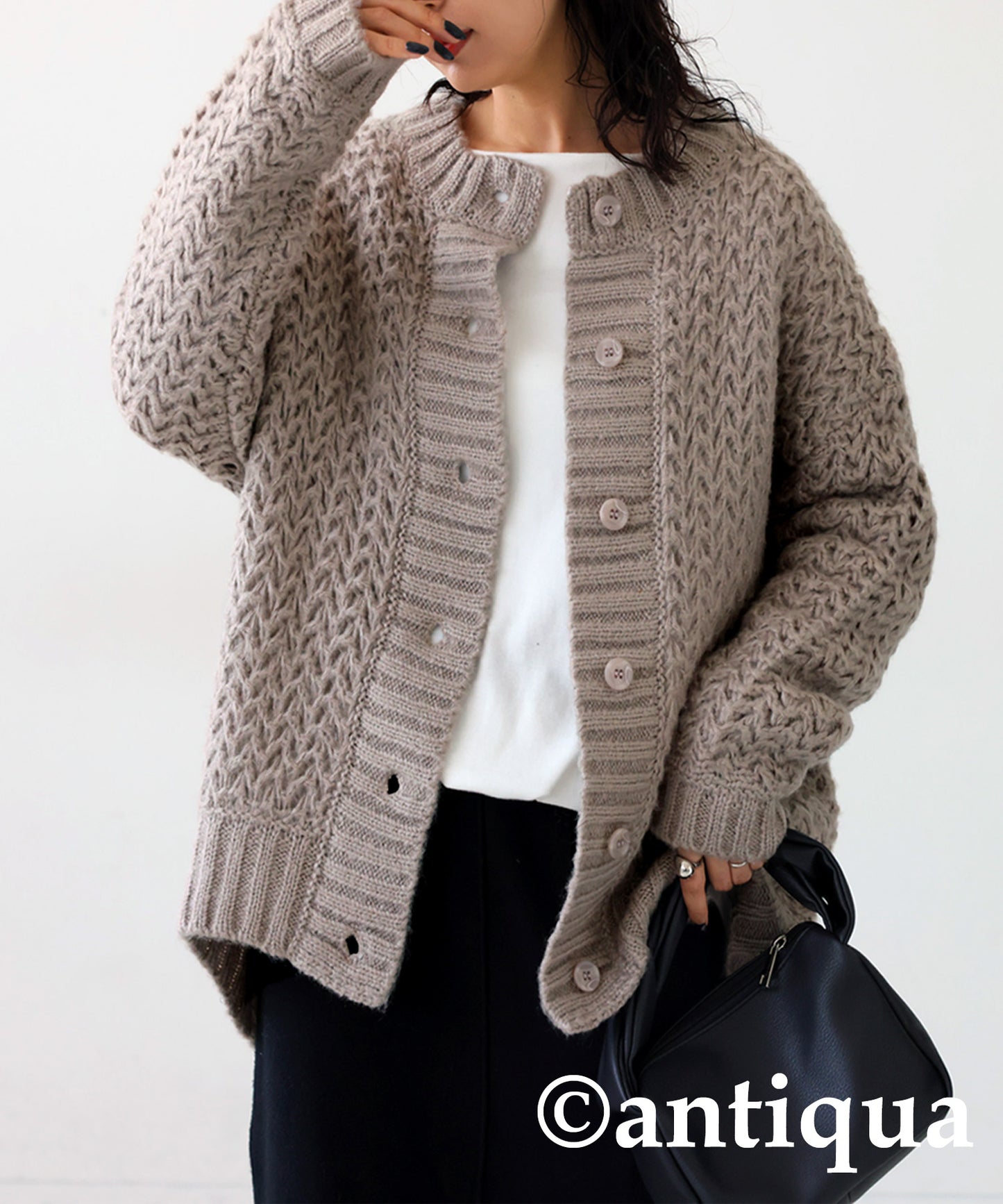 Roughly Braided Knit Cardigan Ladies