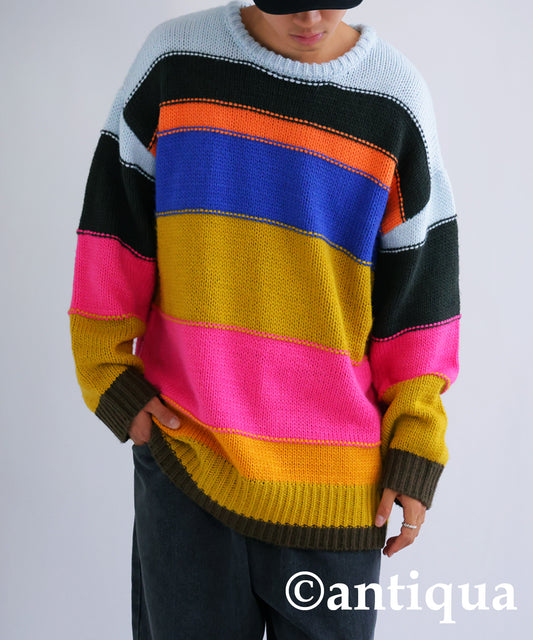 Colorful multi-border Knit tops Men's