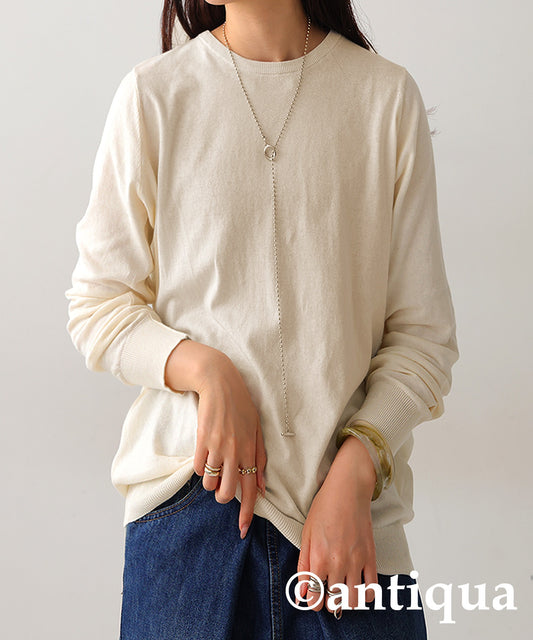 Crew neck plain knitting Ladies Tops Sweater