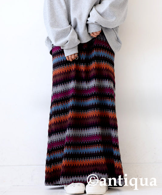 Stripe knitting skirt Ladies