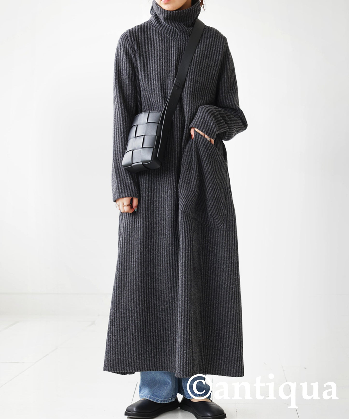 Turtleneck knit dress Ladies