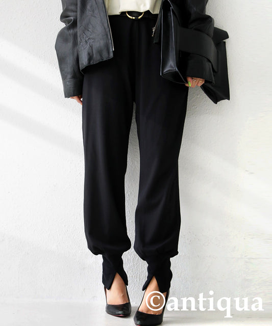 Hem Rib slit Ladies Pants Long Bottoms