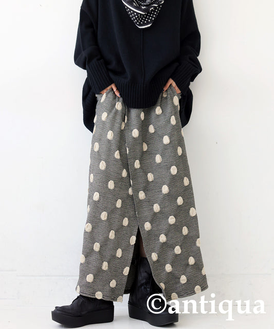 Dot Pattern Knit Wrap Skirt Ladies