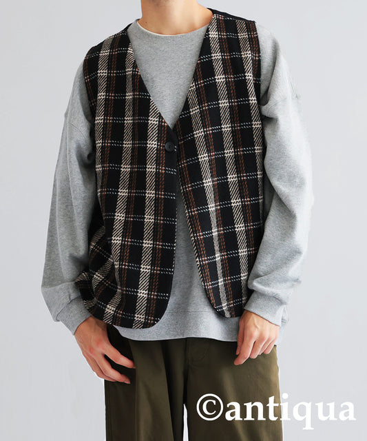 Check Pattern Vest Men's