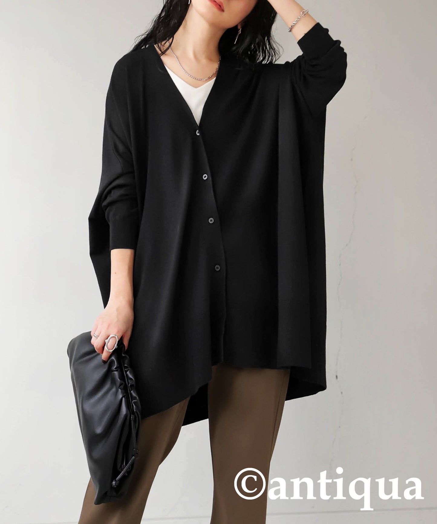 Function Material Wide Cardigan Ladies Tops