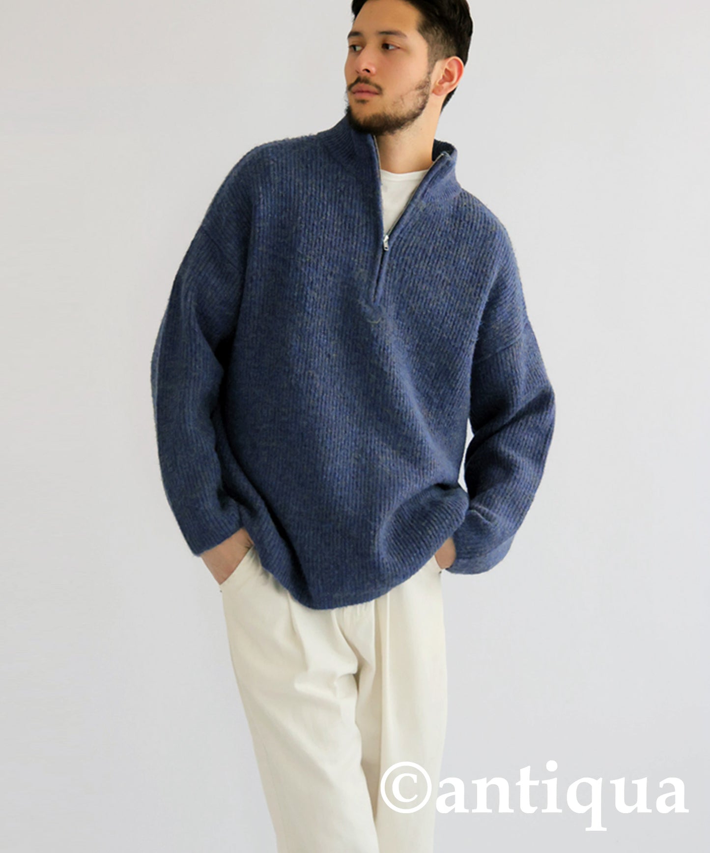 Half Zip Melange Knit Men's