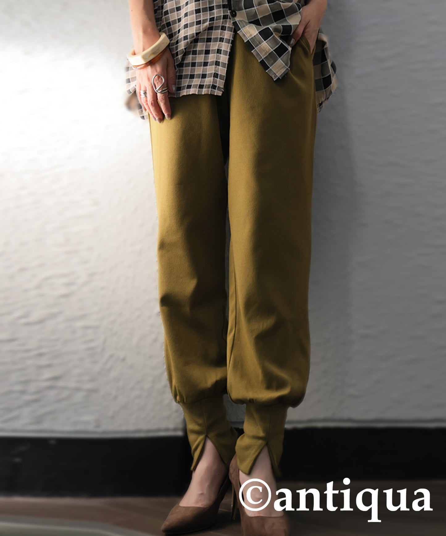 Hem Rib slit Ladies Pants Long Bottoms