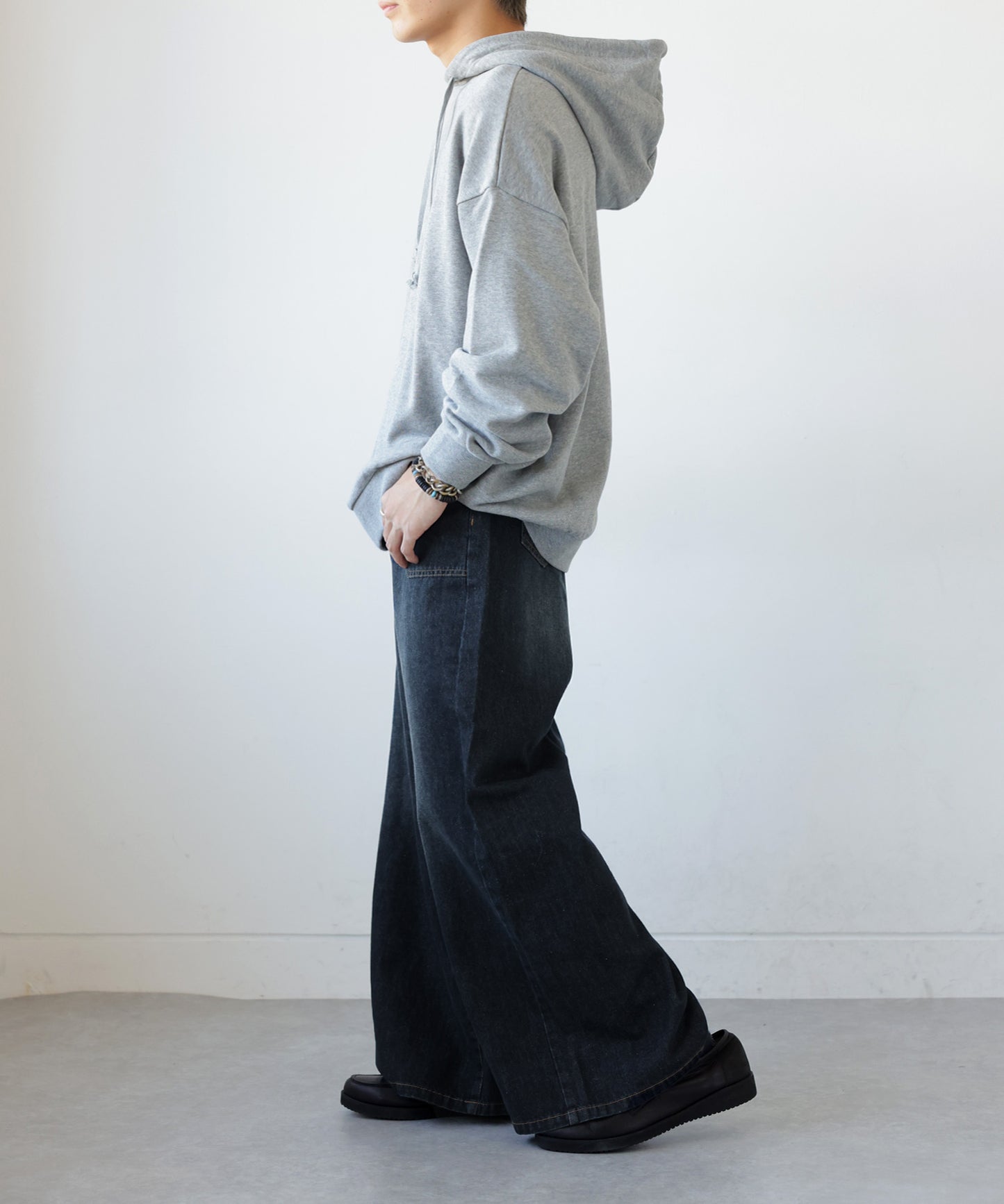 Wide denim pants Men's