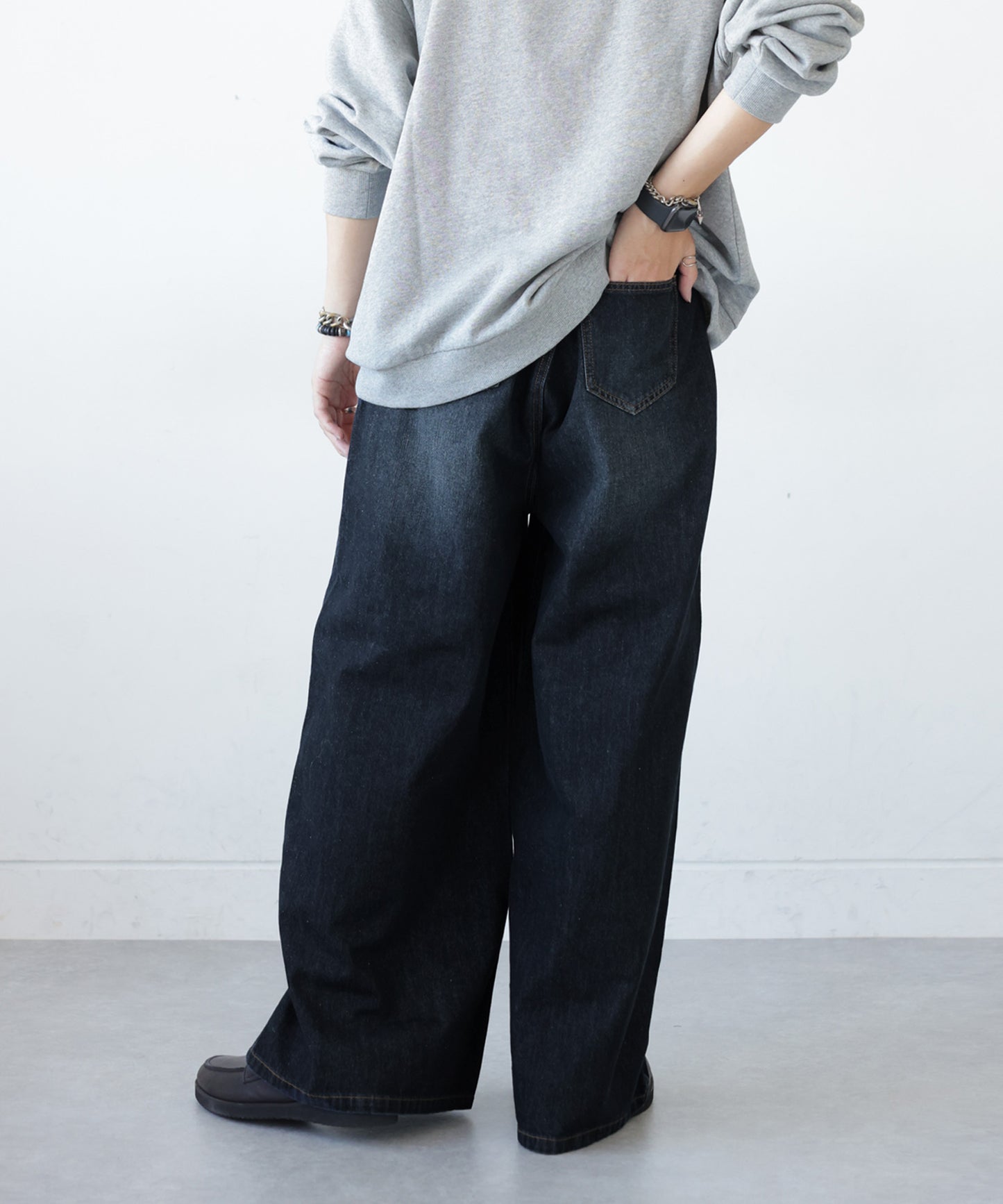 Wide denim pants Men's