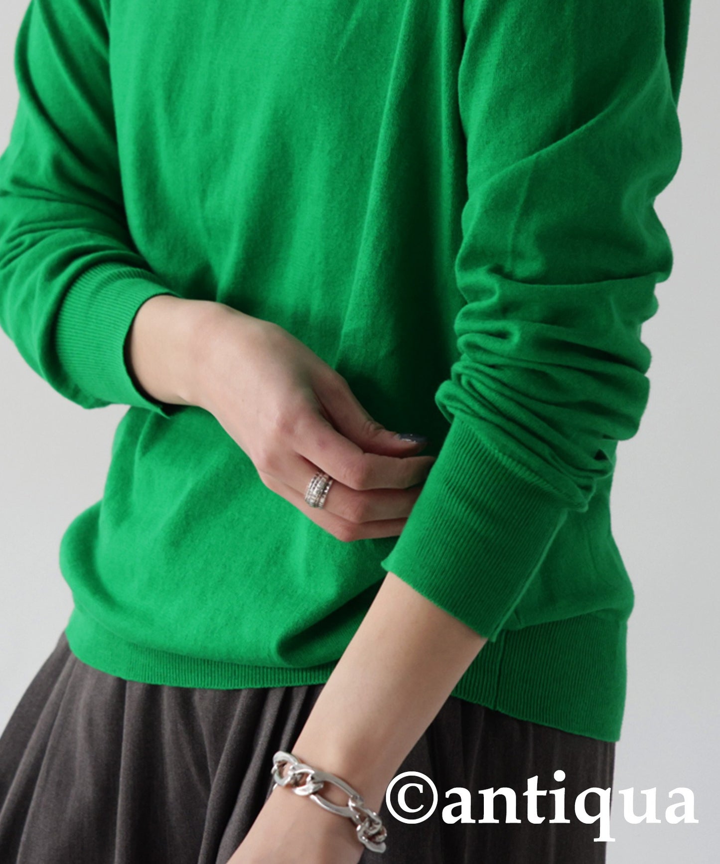 Crew neck plain knitting Ladies Tops Sweater