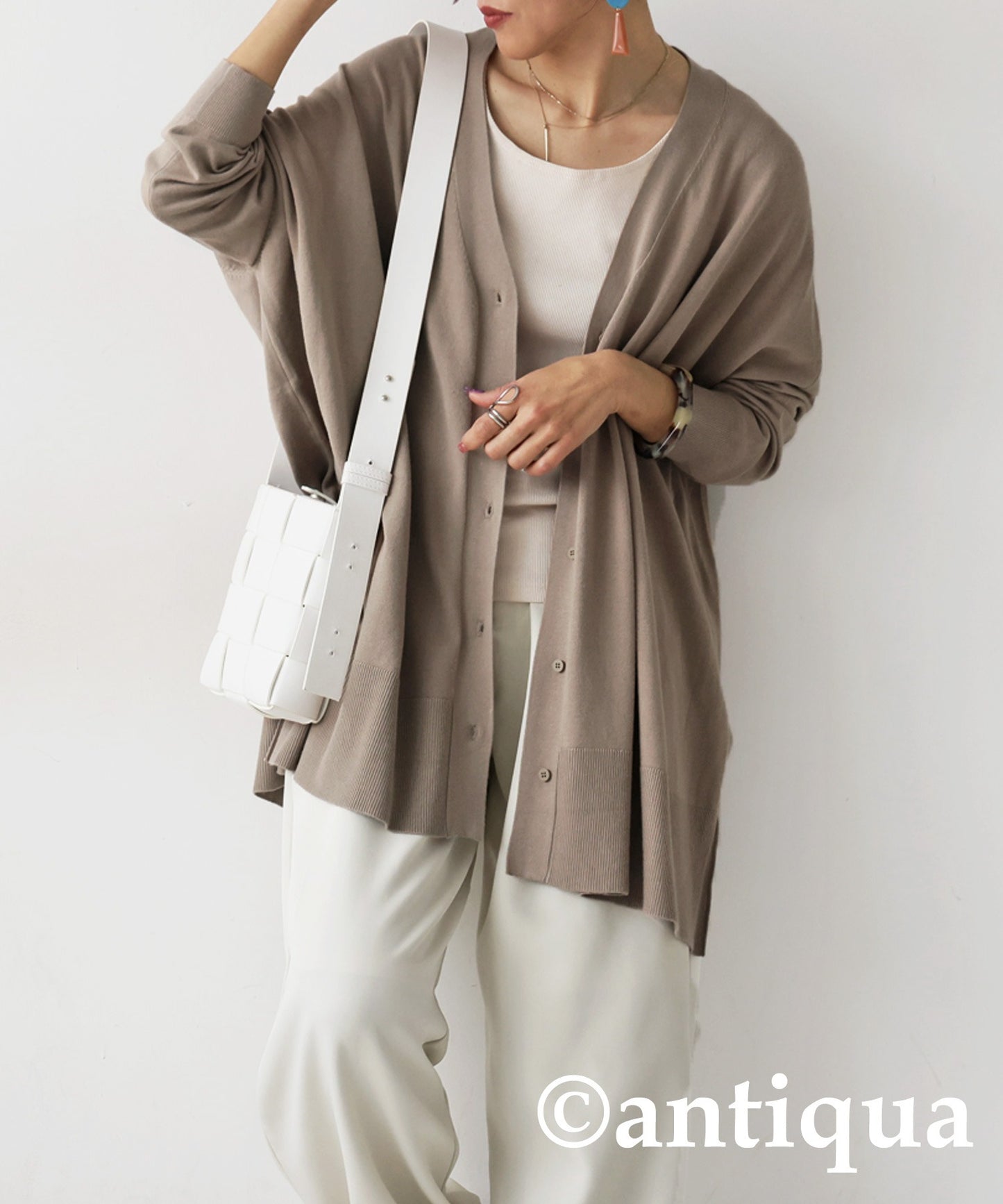 Function Material Wide Cardigan Ladies Tops