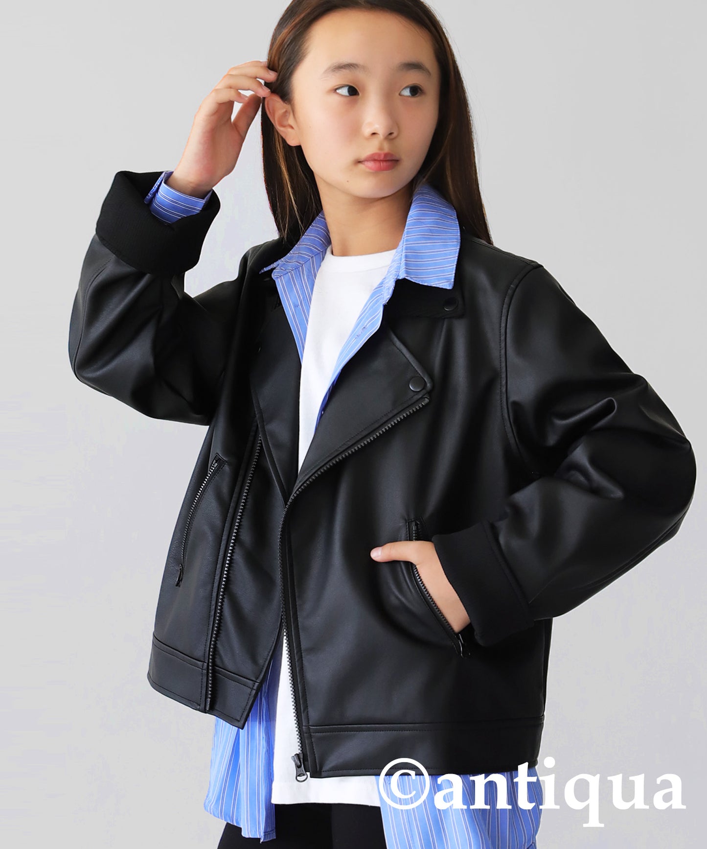 Vegan Leather Hoody Jacket Kids