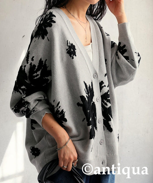Floral Pattern Dolman Cardigan Ladies