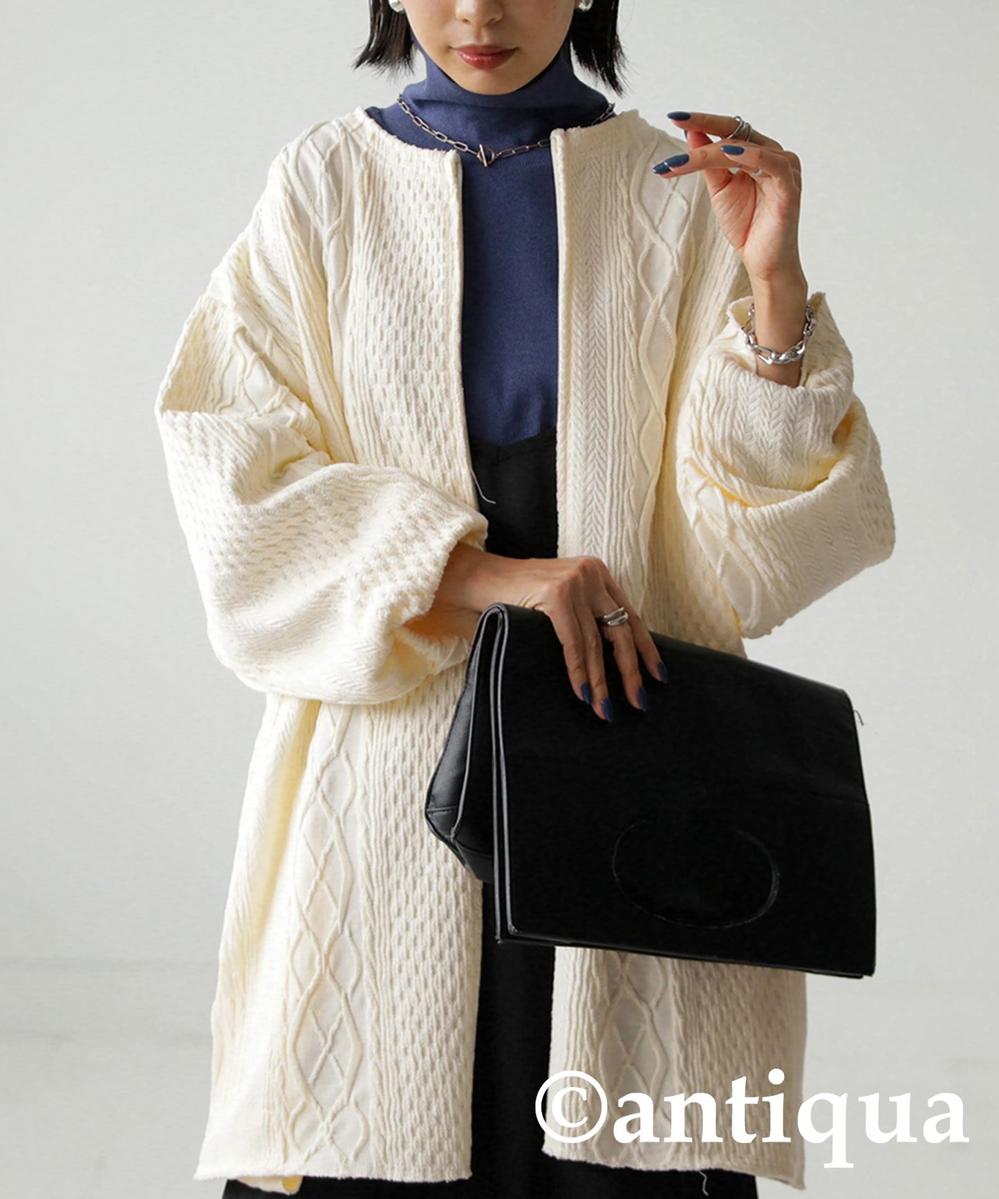 Ladies cable knitting alike Jacquard Cardigan