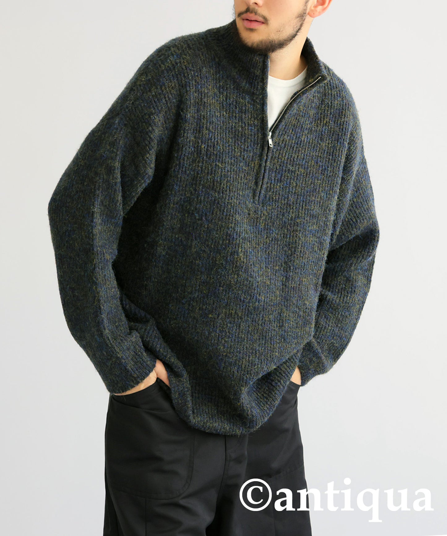 Half Zip Melange Knit Men's