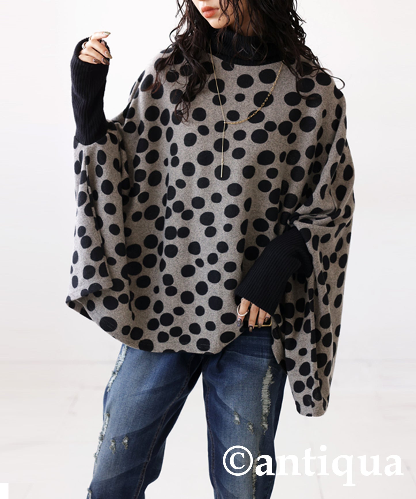 Polka Dots Dolman Knit Ladies