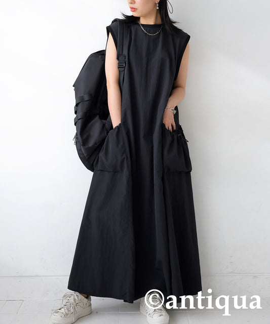 Ladies sleeveless Casual Long dress Solid color