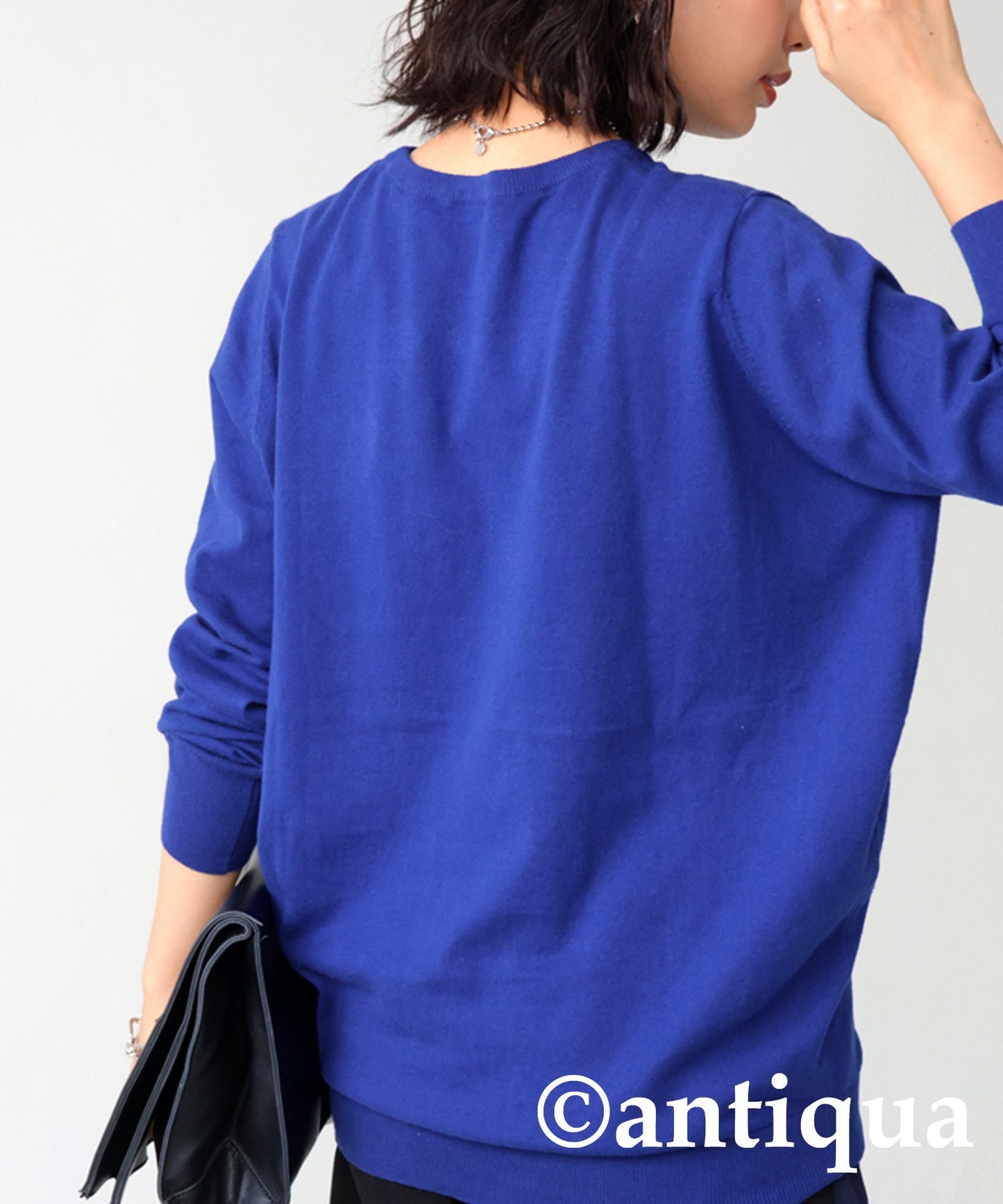 Crew neck plain knitting Ladies Tops Sweater