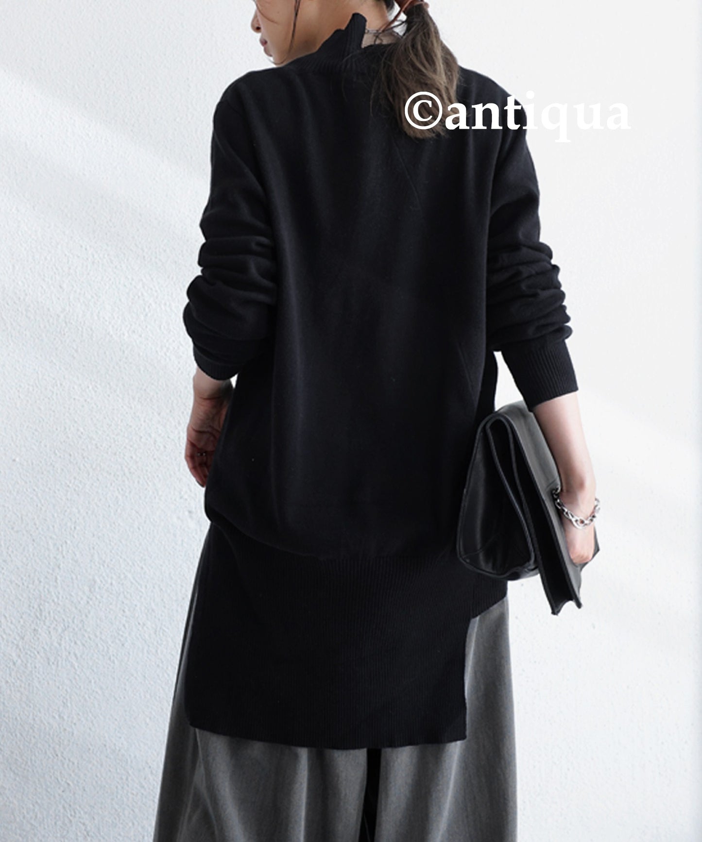 Ladies asymmetry knitted cardigan cotton 100%