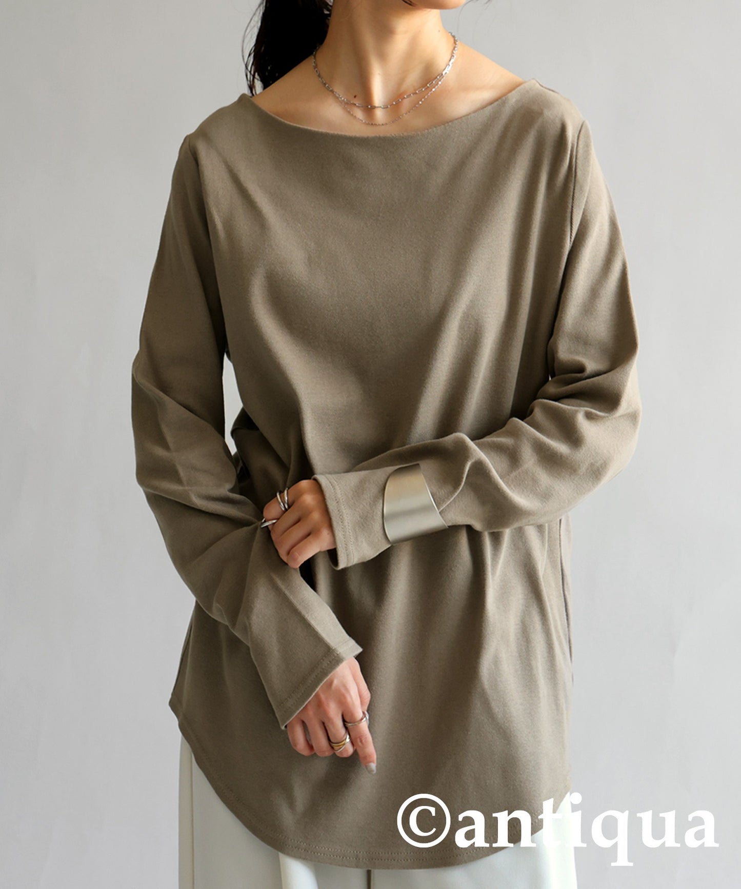 Basic cotton long T-shirts Ladies