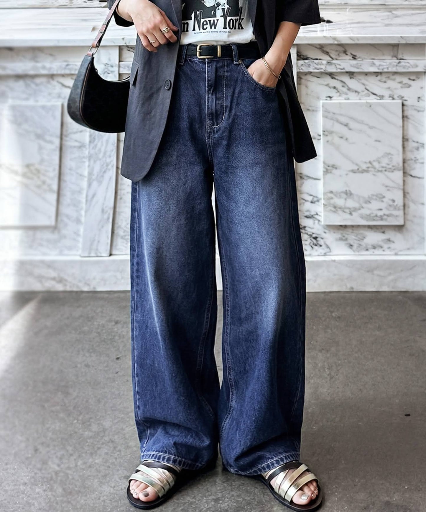 Wide Denim Pants Ladies