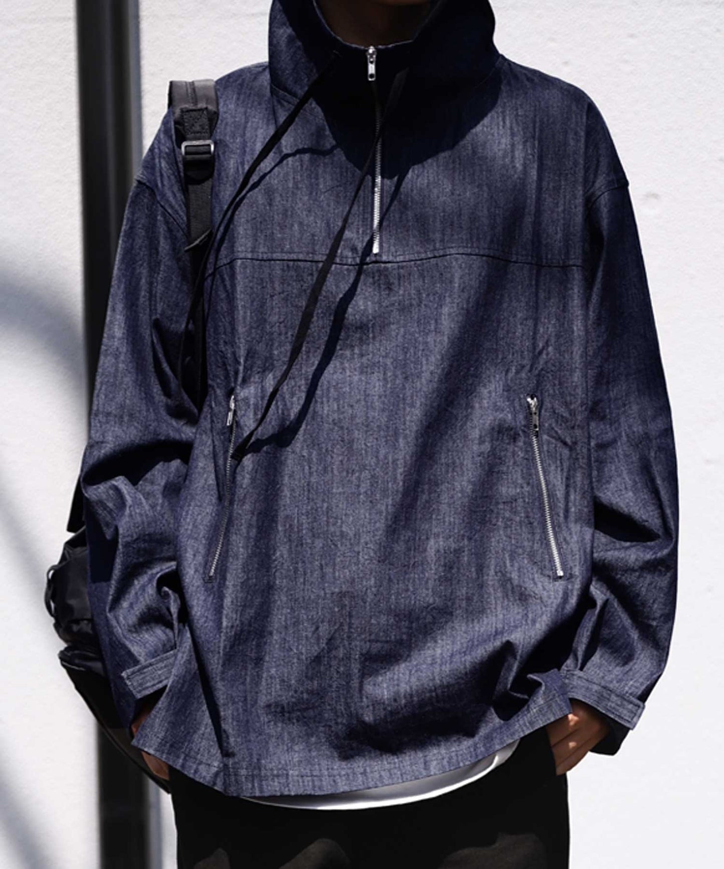 Men's Denim half zip pullover