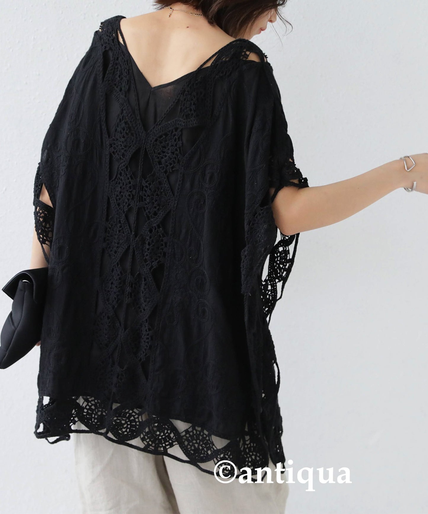 Ladies Lace embroidery Tops Ladies Tops half-sleeve cotton 100%