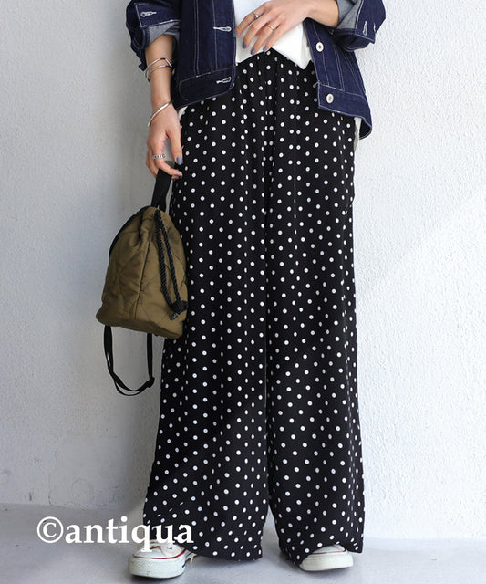 Dot pattern wide pants Ladies