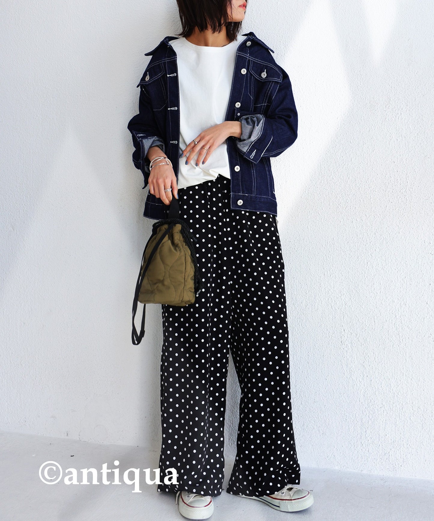 Dot pattern wide pants Ladies