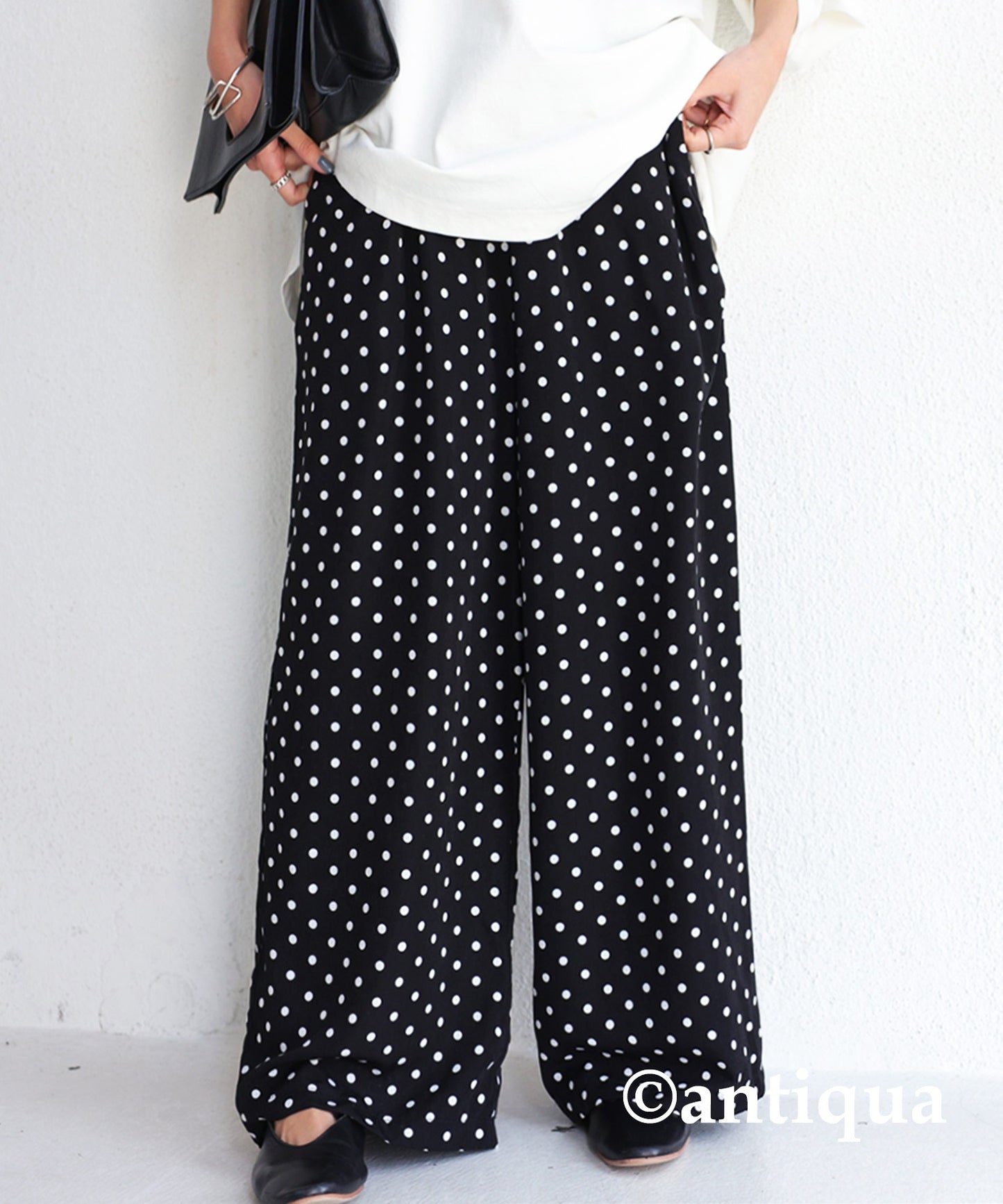 Dot pattern wide pants Ladies