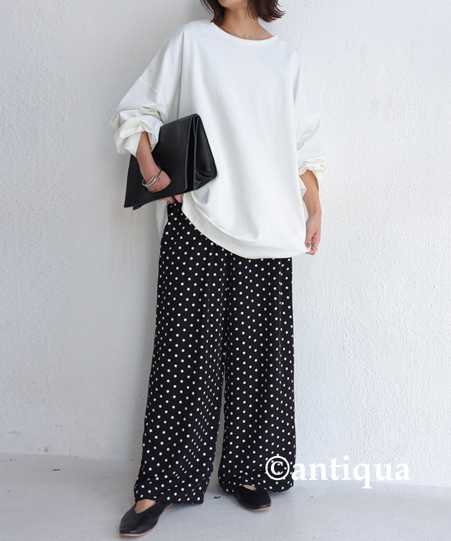 Dot pattern wide pants Ladies