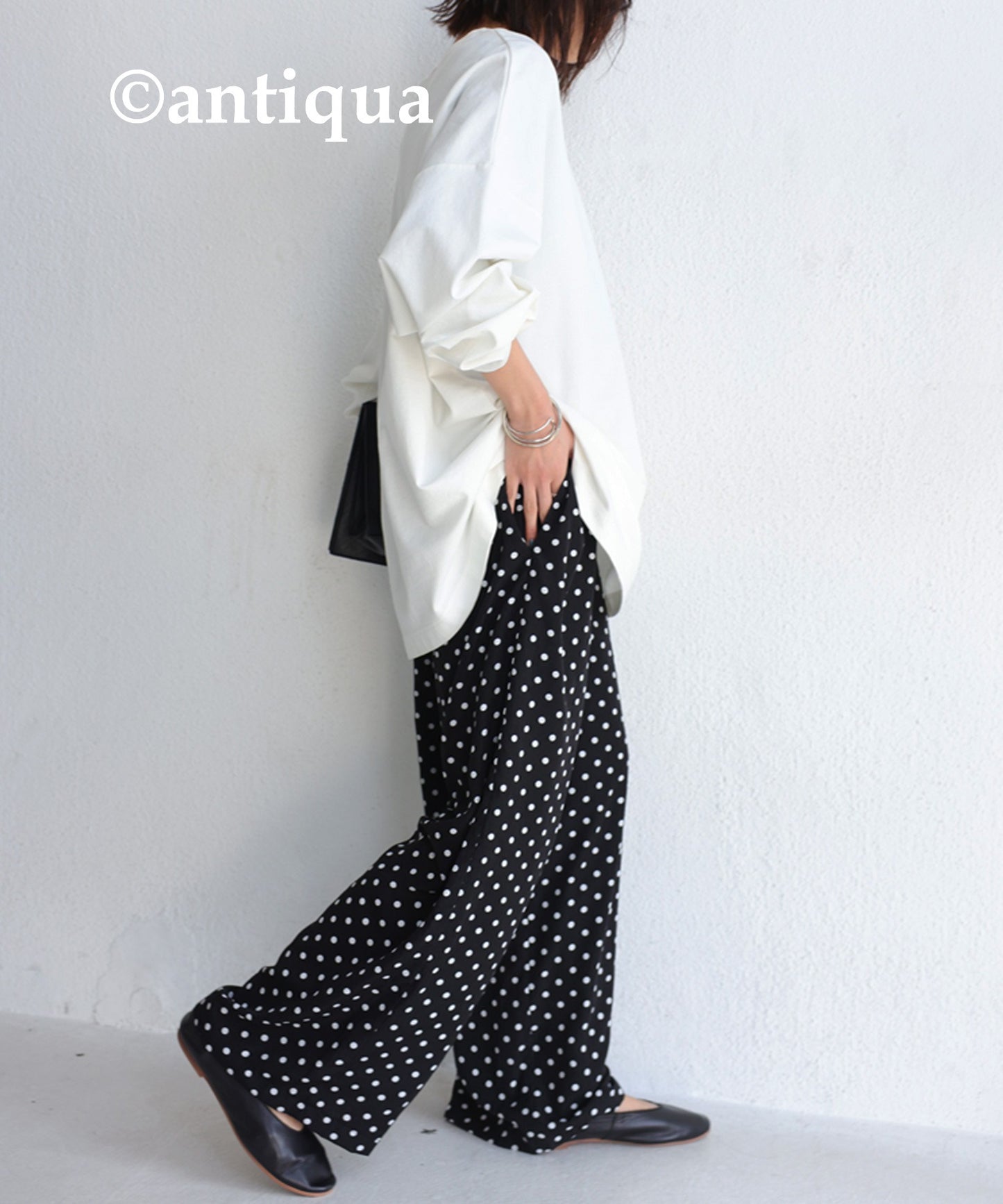 Dot pattern wide pants Ladies