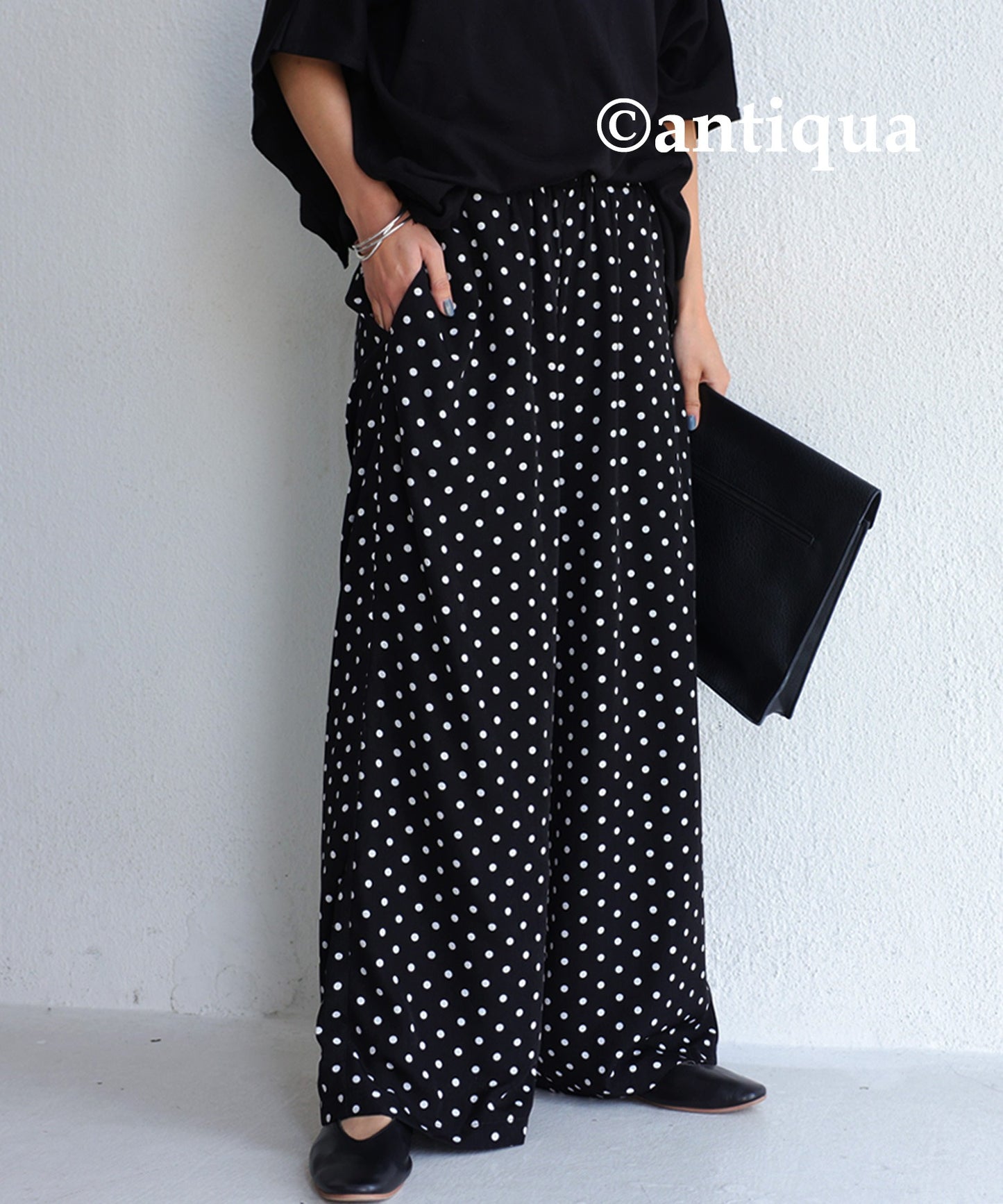 Dot pattern wide pants Ladies