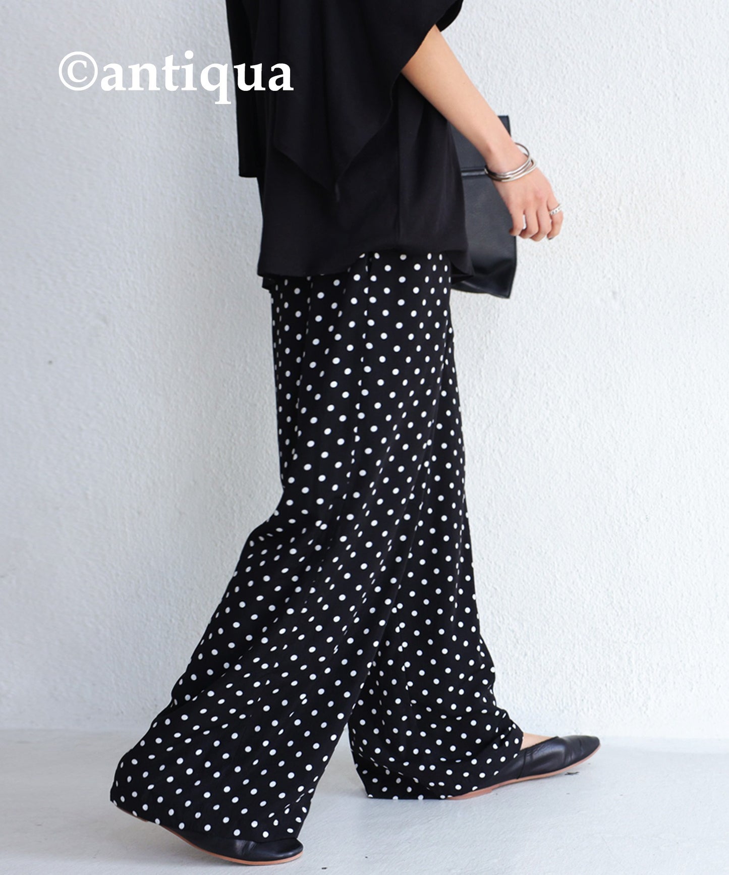 Dot pattern wide pants Ladies