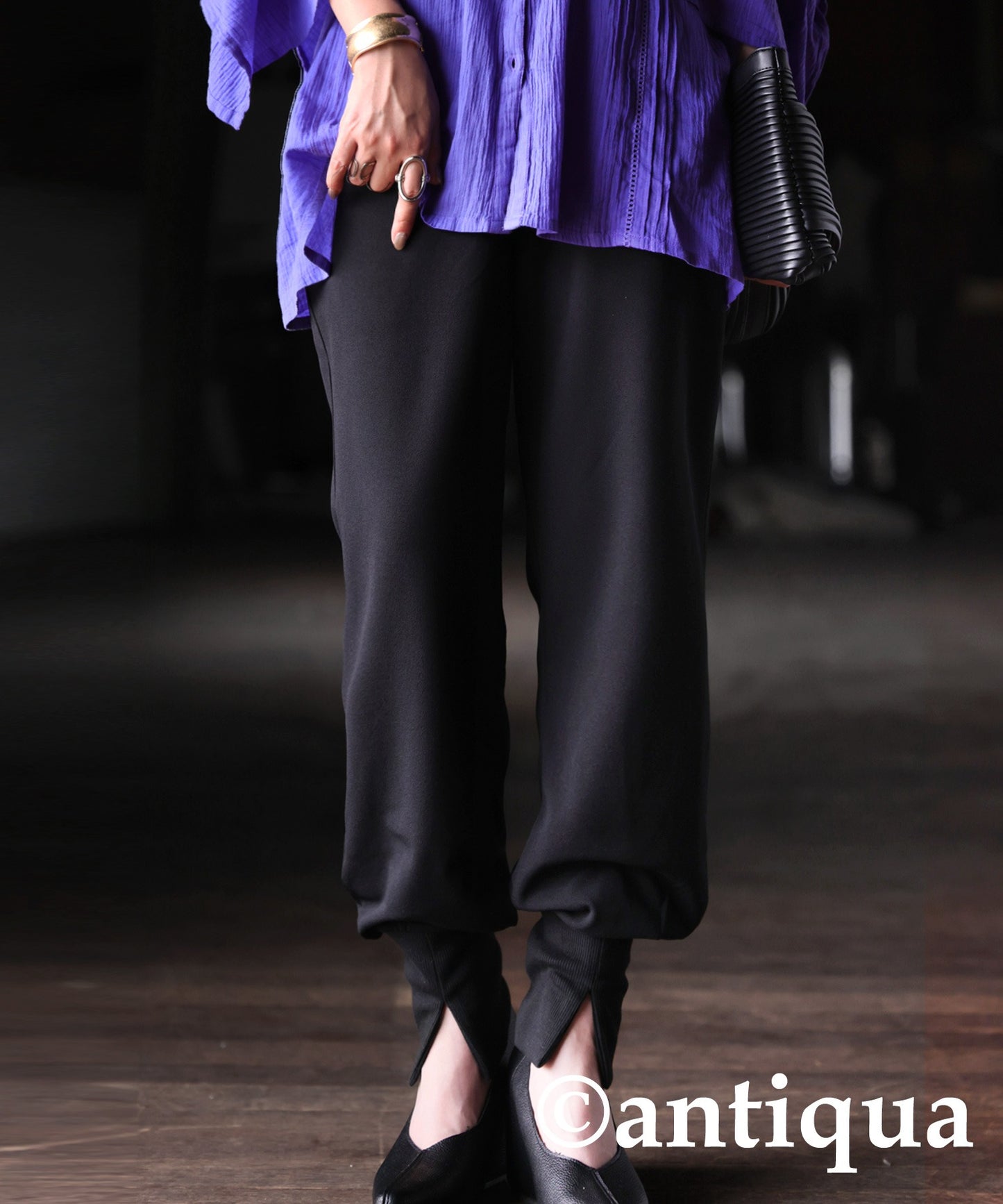 Hem Rib slit Ladies Pants Long Bottoms