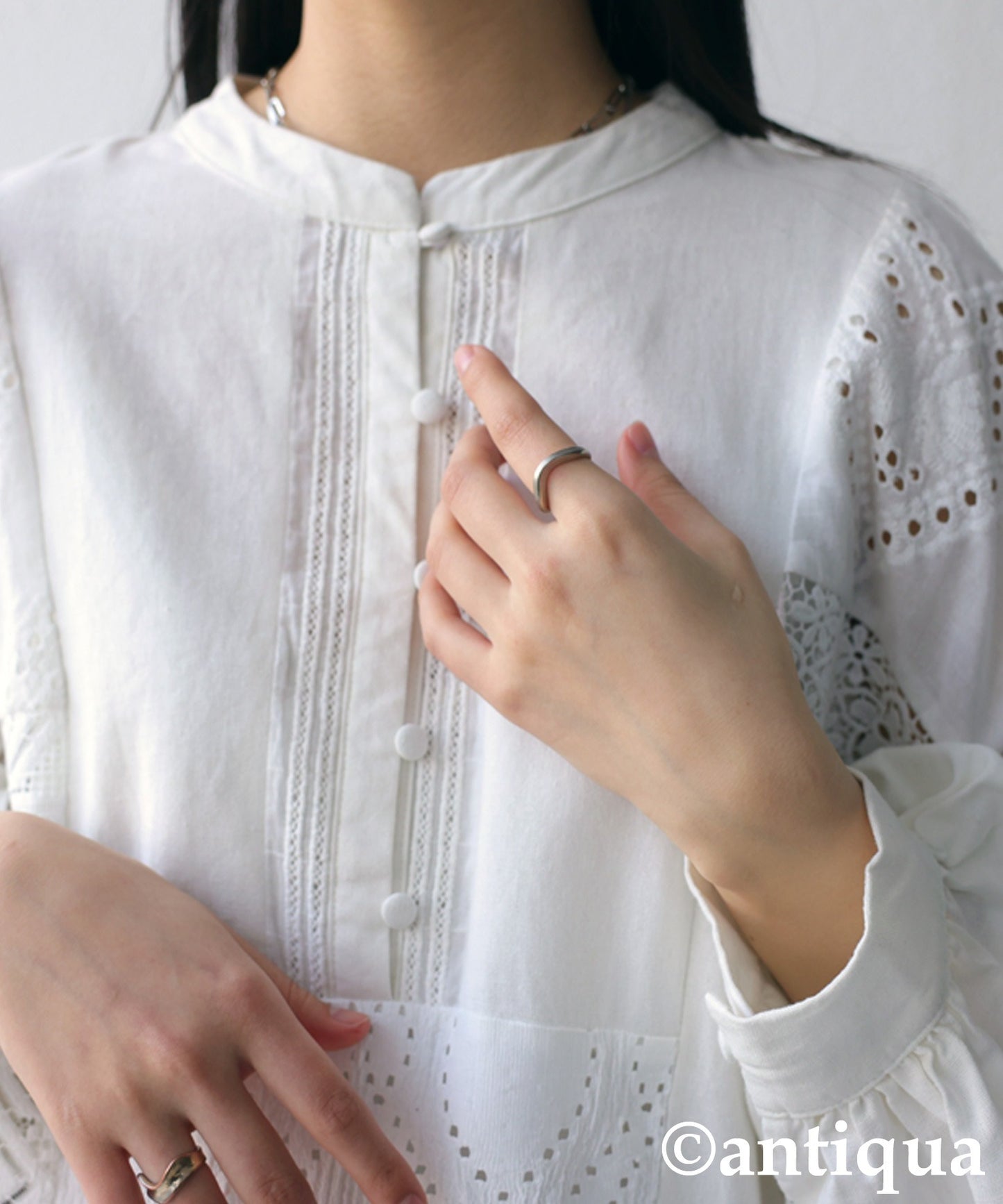 Lace patchwor Ladies shirt Linen Long-sleeve