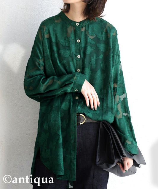 Floral back button shirt shirt Ladies