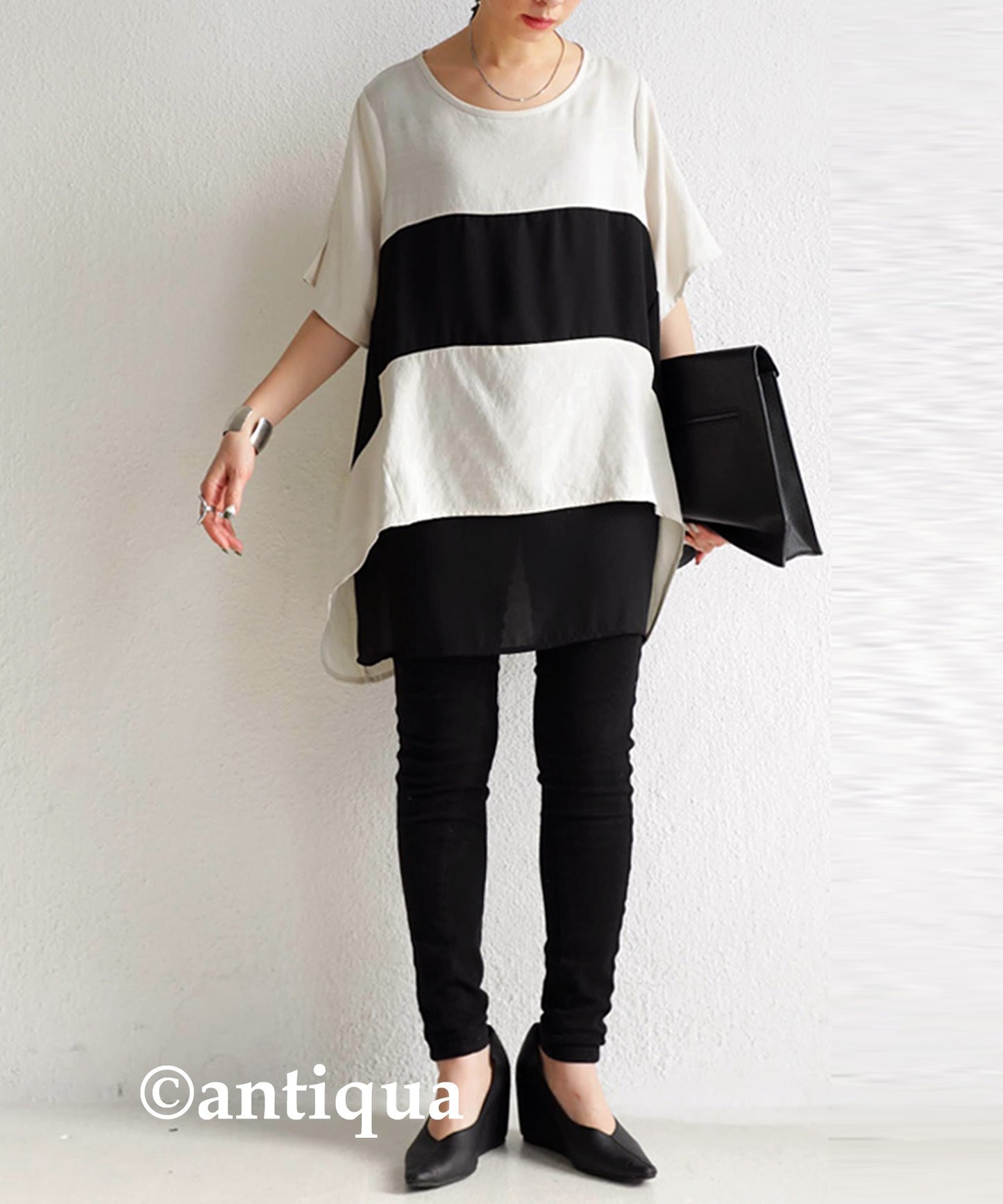 Chiffon switching Unique design Tops Ladies Tops Short Sleeve