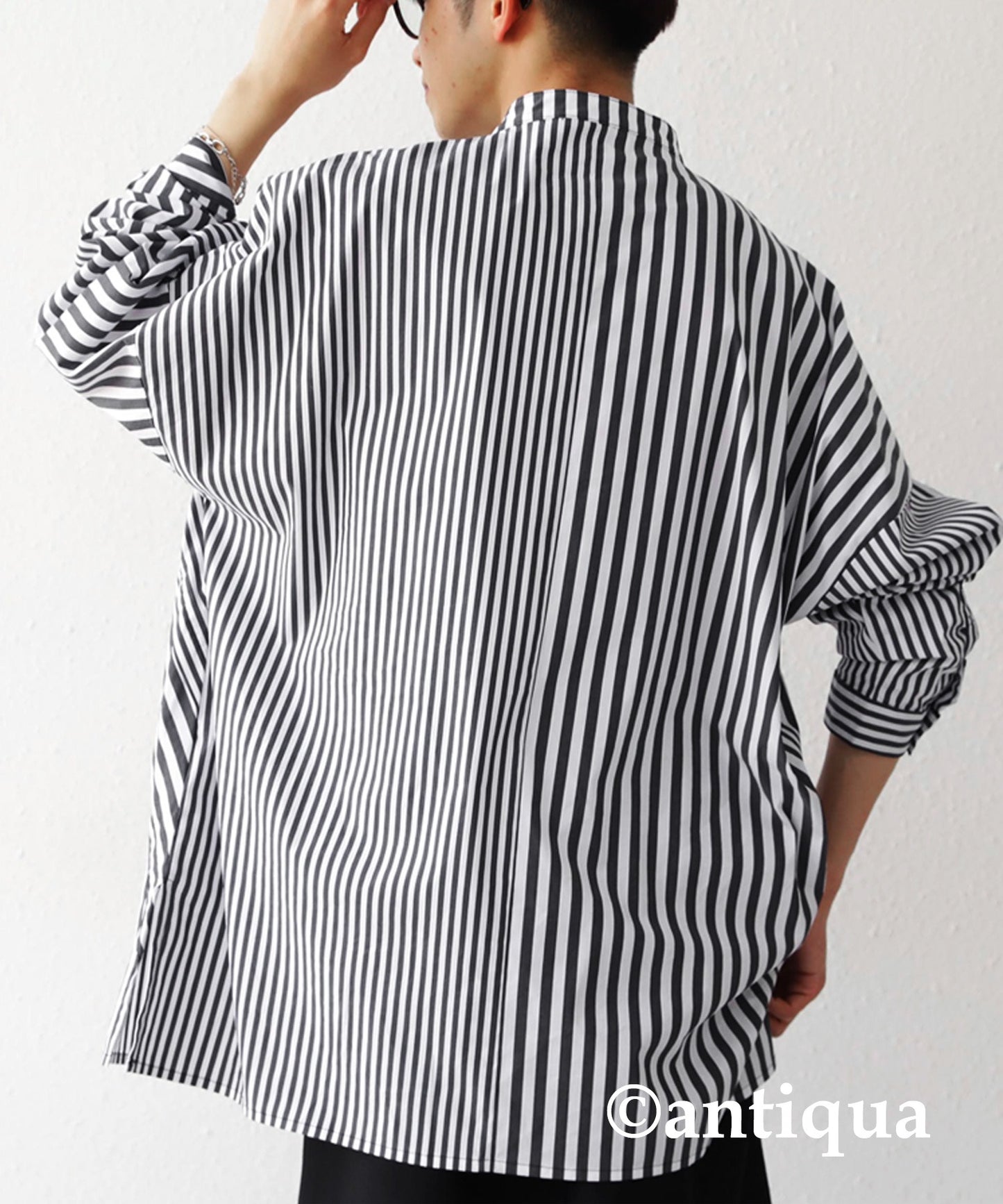 Striped pattern switching pullover Ladies shirt