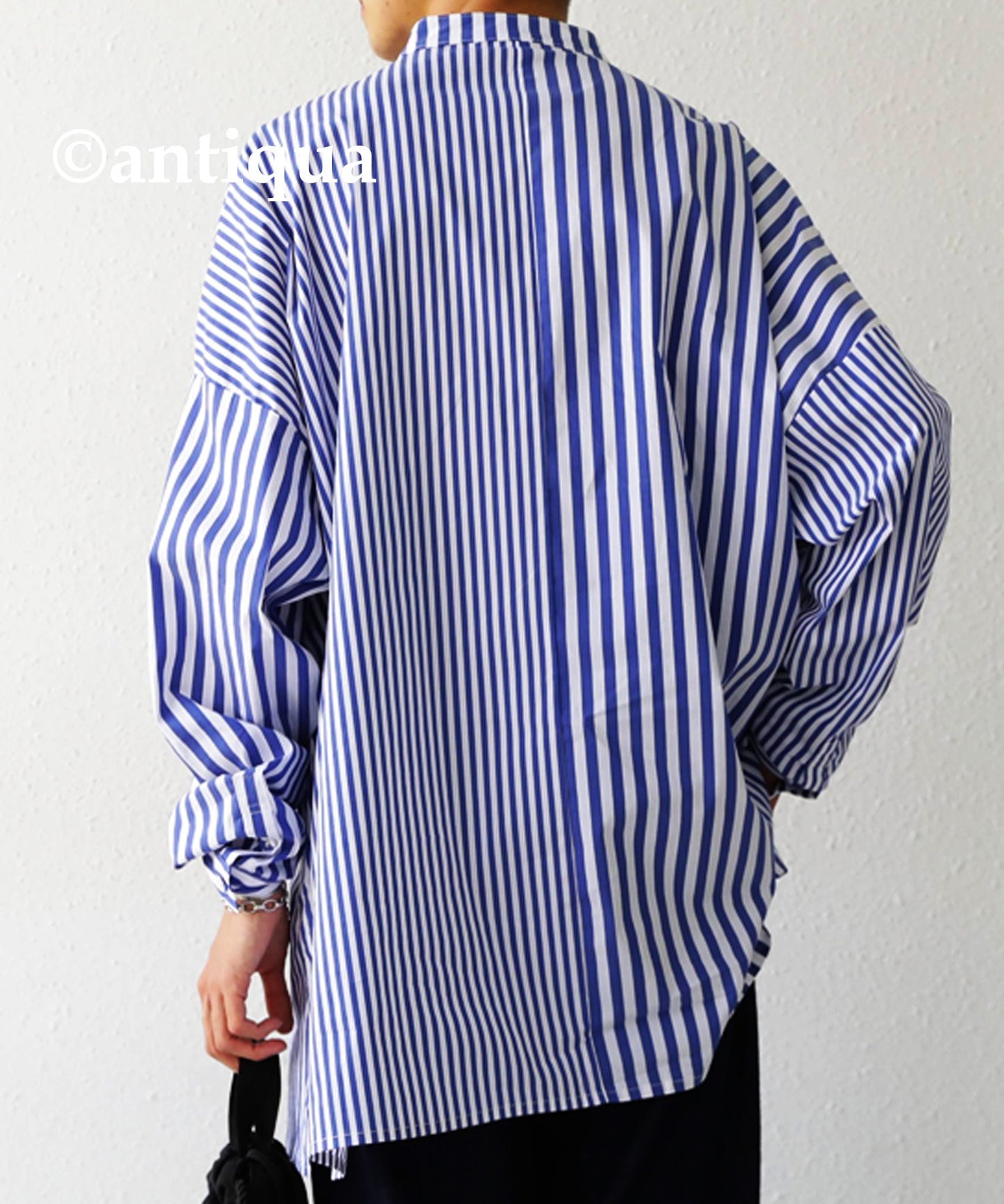 Striped pattern switching pullover Ladies shirt